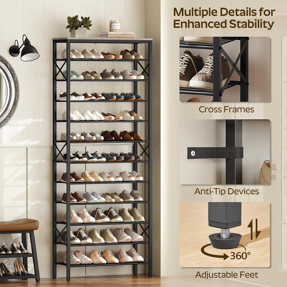 YATINEY 12 Tier Shoe Rack, Large Capacity Shoe Storage Organizer Holds 48 Pai...