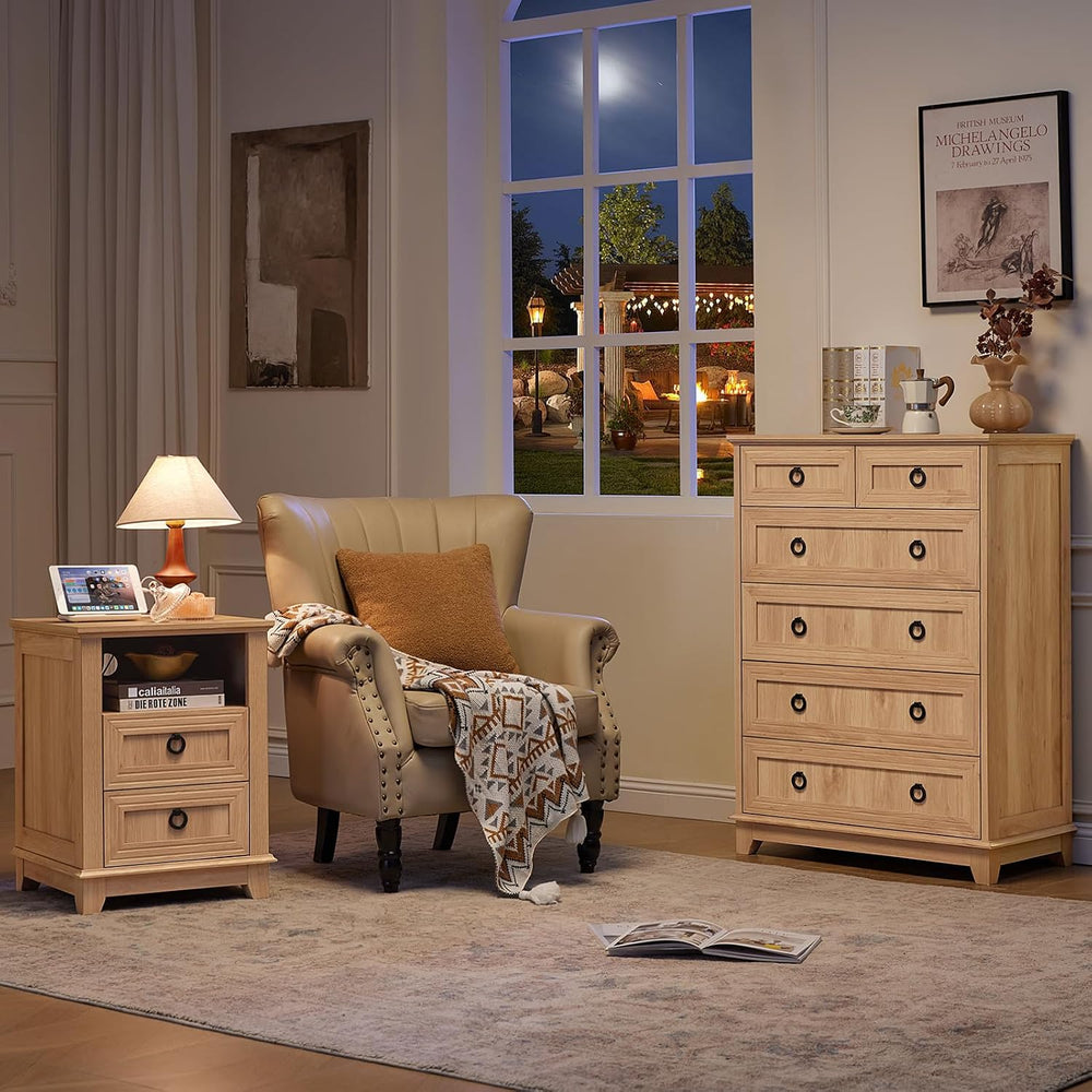 Joaxswe Farmhouse 6 Drawer Dresser for Bedroom, 41" Tall Chest of Drawers