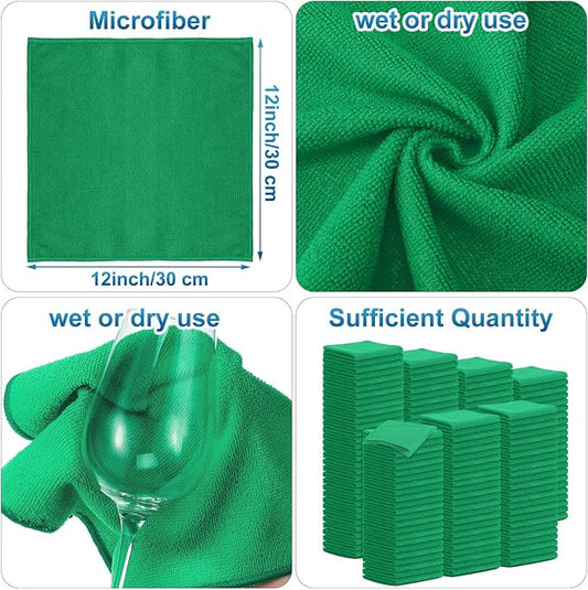 Tenare 100 Pack 12'' x 12'' Microfiber Cleaning Cloths Reusable Cleaning Rags - Image 2