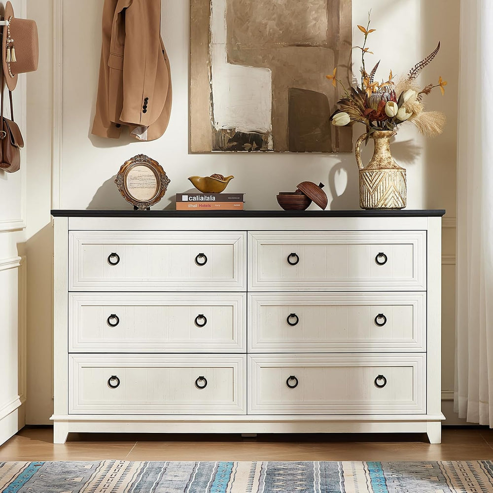 Joaxswe 54'' Dresser for Bedroom, Farmhouse 6 Drawers Dressers