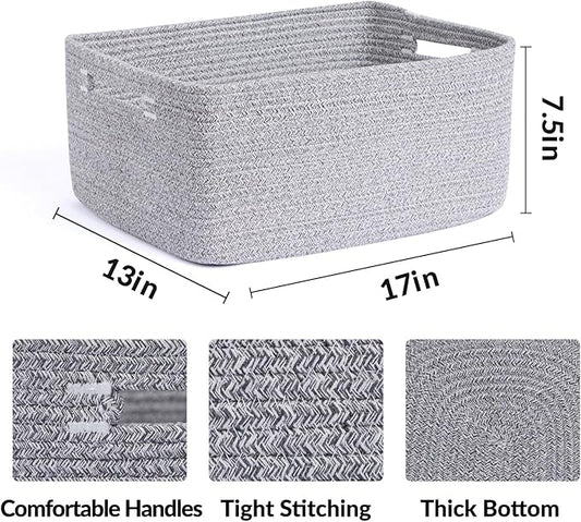 Large Storage Baskets for Organizing, Closet Shelf Baskets for Clothes Blanket - Image 2