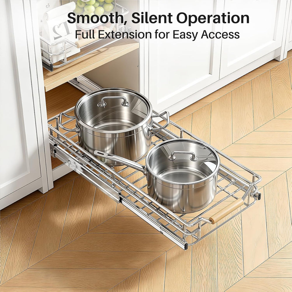 Pull out Cabinet Organizer, 9"W X 21"D, Heavy Duty Smooth Sliding U...
