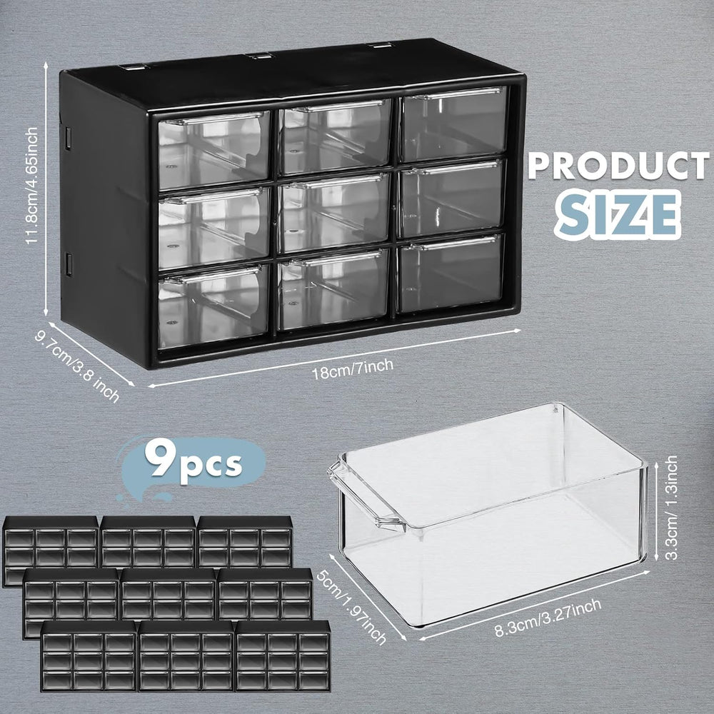 Rtteri 9 Pieces Mini Drawer Organizer Plastic Desktop Storage Box, Black
