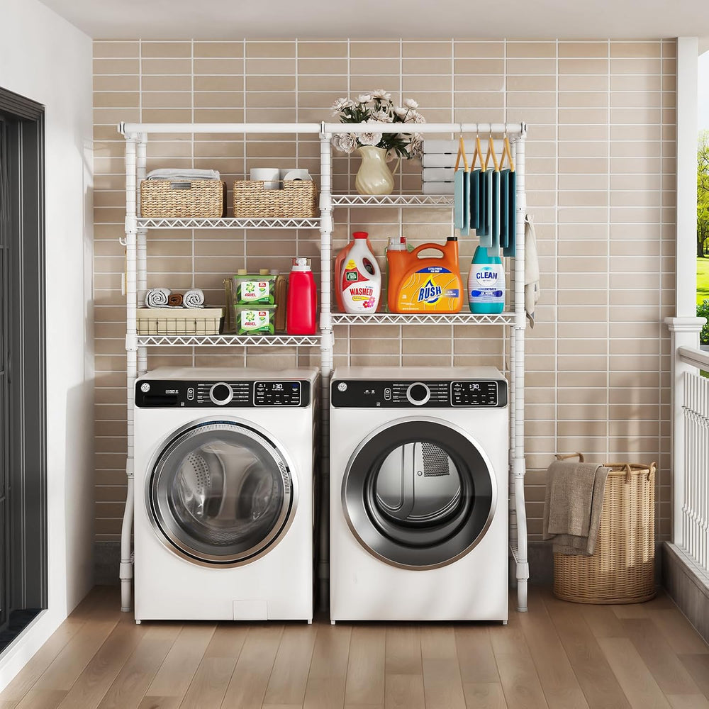 ULIFHOME U14 Over Washer and Dryer Storage Shelves, 4 Tiers Laundry Room Stor...