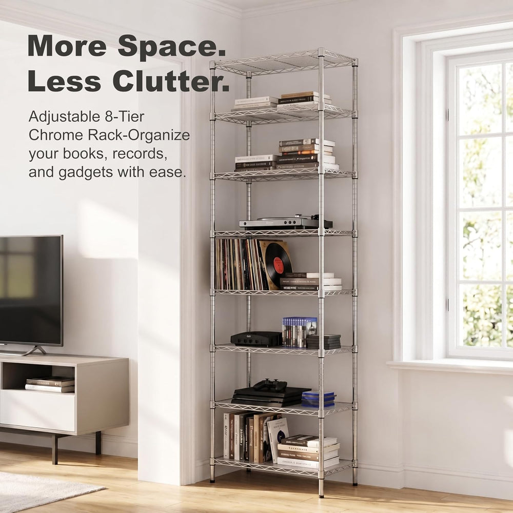 Finnhomy 8-Tier Wire Shelving Unit Adjustable Steel Wire Rack Shelving, 80.7 ...