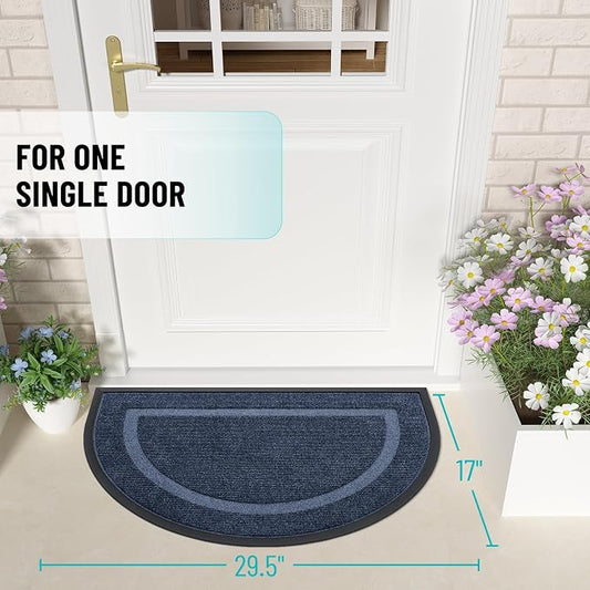 OLANLY Half Circle Door Mat Indoor Outdoor Entrance Welcome, Waterproof - Image 2