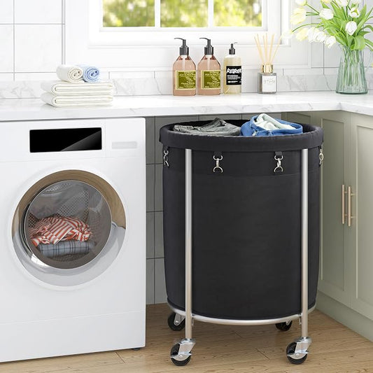 ELYKEN Laundry Hamper on Wheels, 23.6" Diameter 170L Large Capacity Laundry - Image 2