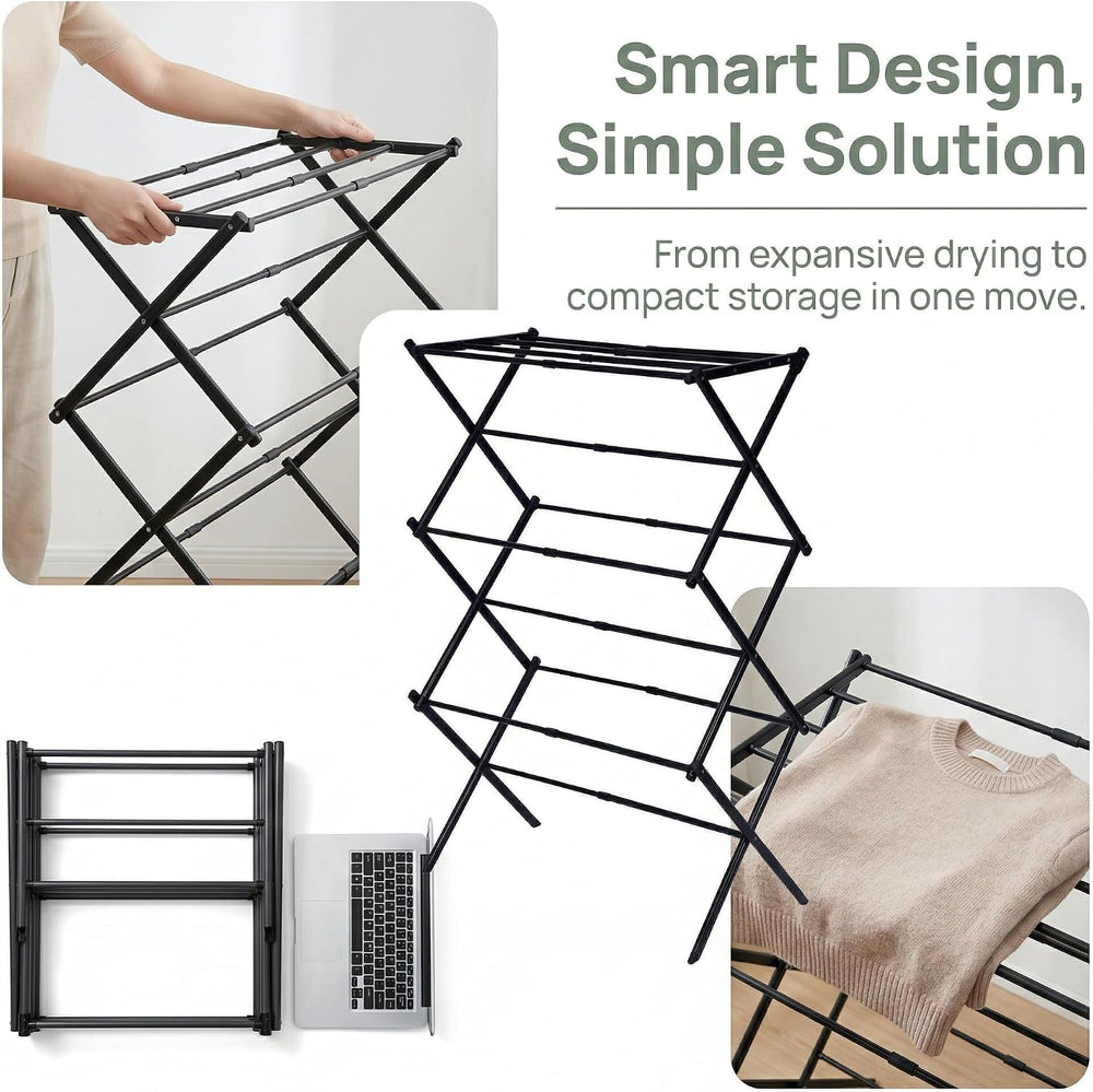 Foldable Clothes Drying Rack, Metal Laundry Rack for Indoor and Outdoor