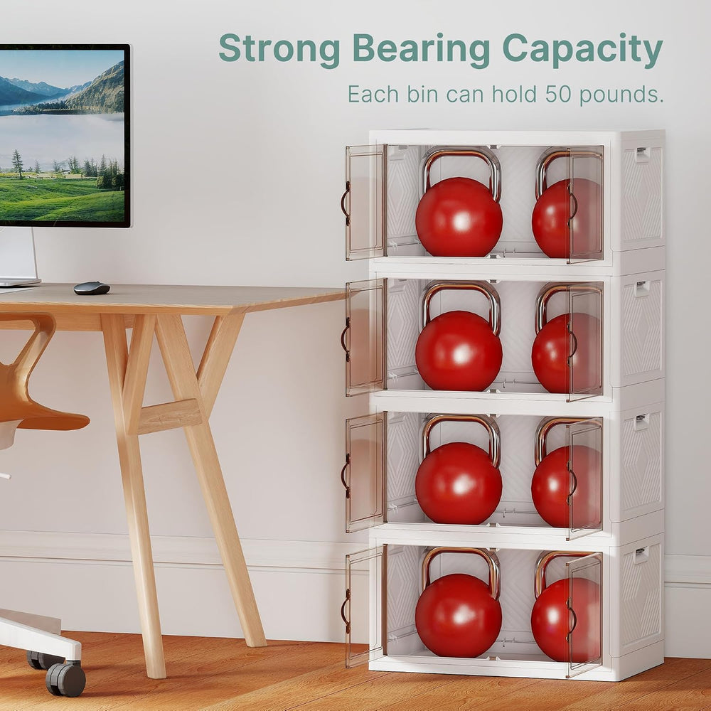 UAMFURI 192QT Lockable Plastic Storage Bins, 4 Pack Collapsible Cabinets