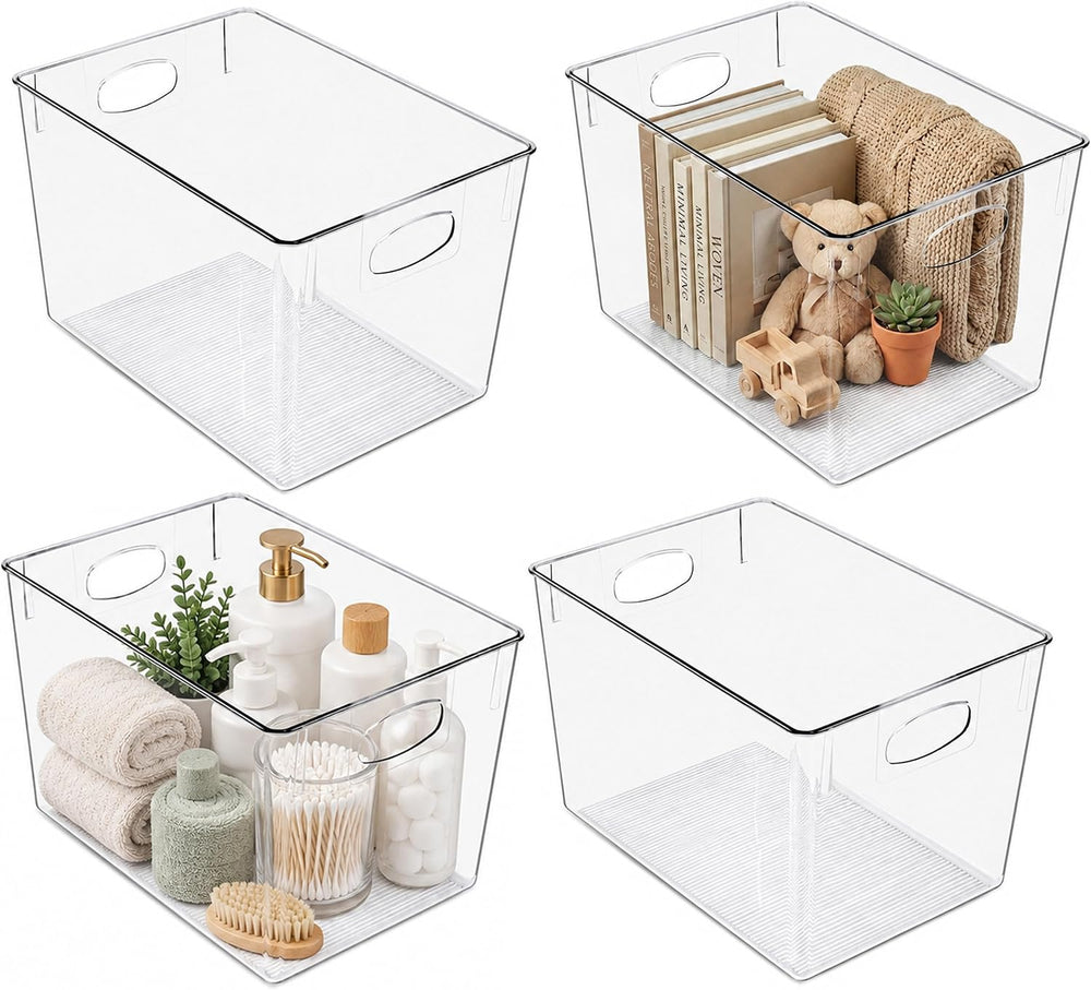 Sorbus Clear Storage Bins for Cube Shelves & Closets (Extra Large, 4 Pack)