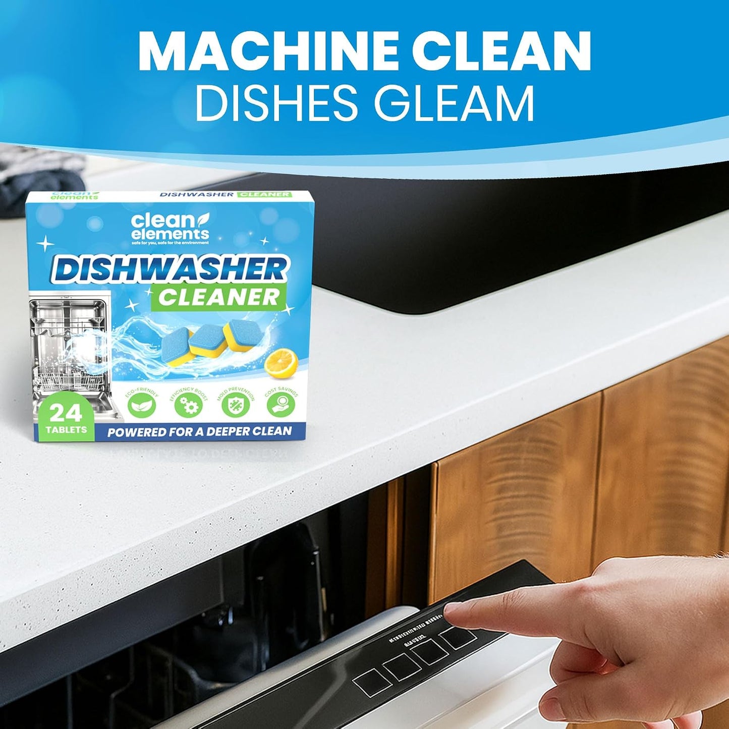 Dishwasher Cleaner Tablets & Deodorizer, Deep Cleaning Descaler, 24 Ct | For Dish Washer Use. Fights Limescale, Hard Water, Calcium & Grease Buildup, Odor Control, Septic Safe, 12 Month Supply