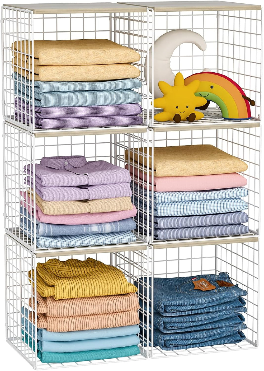 Hencawima 6 Pack Stackable Closet Organizer, Closet Organizers and Storage Sh...