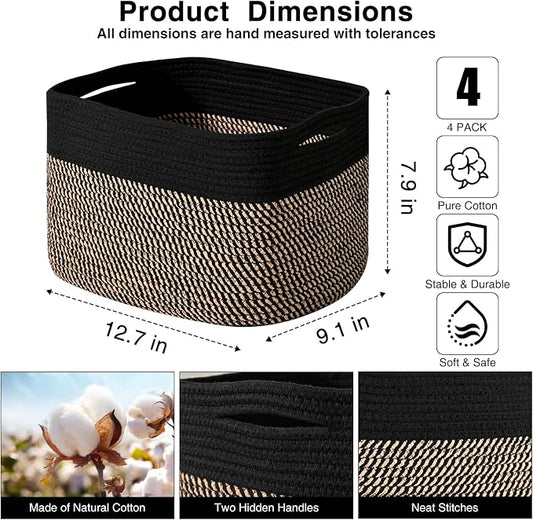 Small Storage Baskets for Organizing Shelves, Cotton Rope Basket for Storage - Image 2