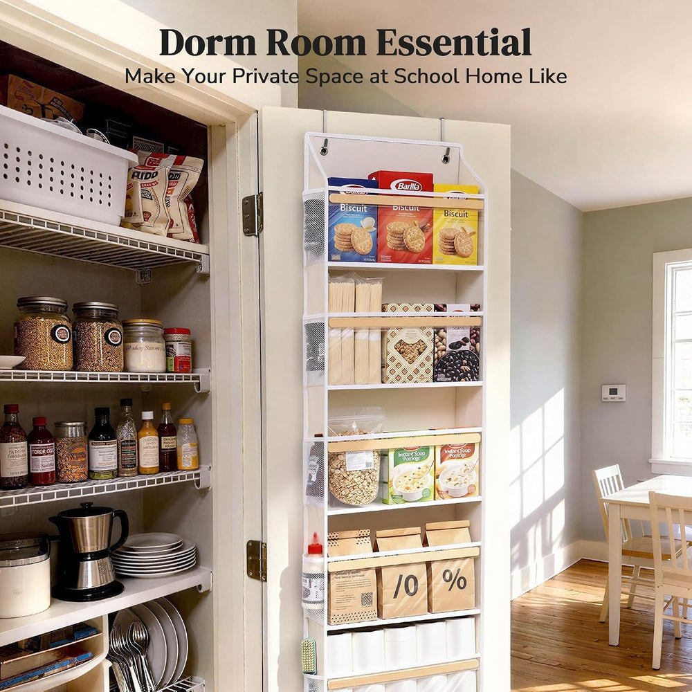 Eco-Bamboo Slim Over The Door Organizer, Narrow 5-Tier Storage,2 Pack