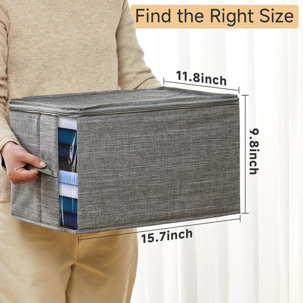 Clothes Storage Bins with Sturdy Frames, Foldable Fabric Clothing Organizer B...