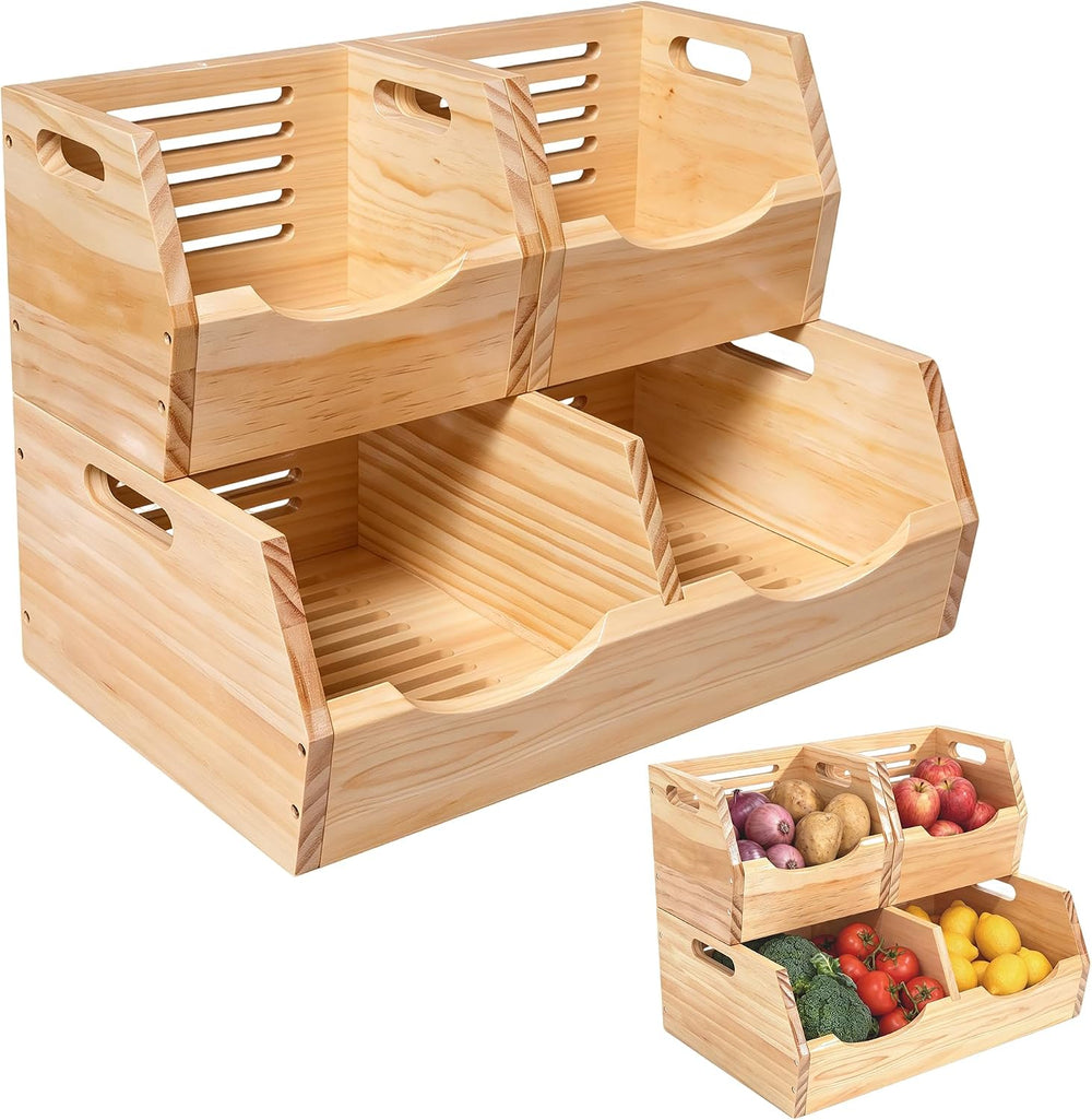 Large 2 Tier Stackable Potato and Onion Storage Bin for pantry