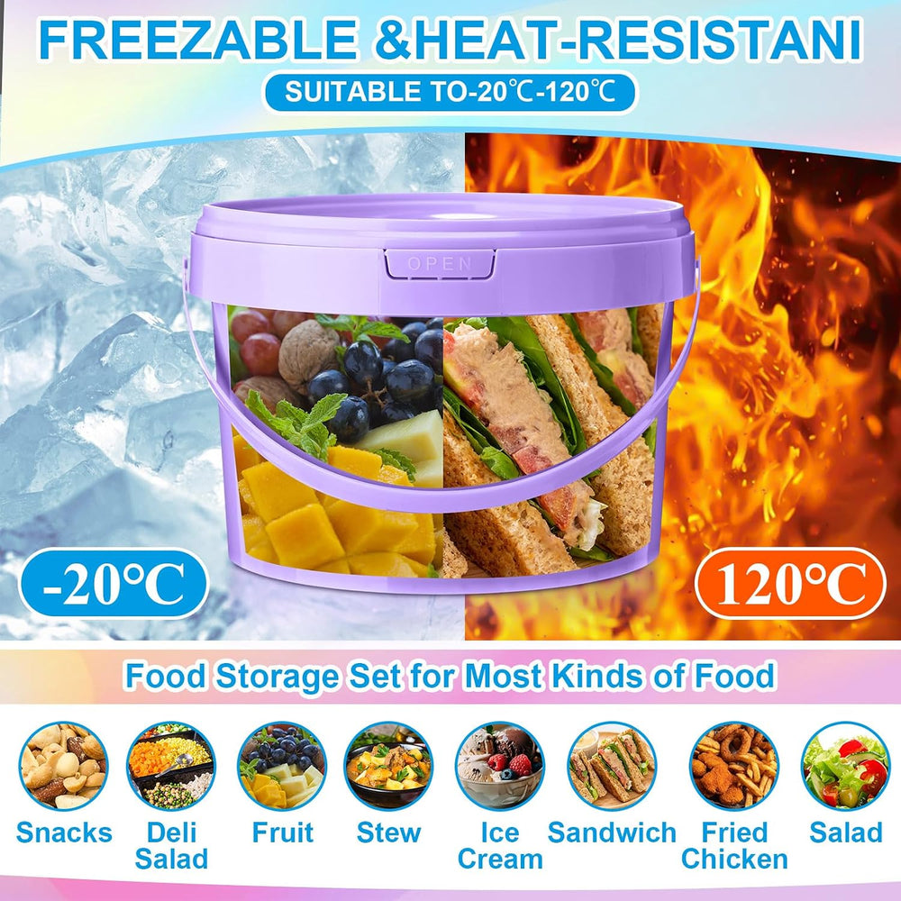 Blushtier 8 Pack 1 Gallon Plastic Bucket with Lids and Handles Food Grade Ice...