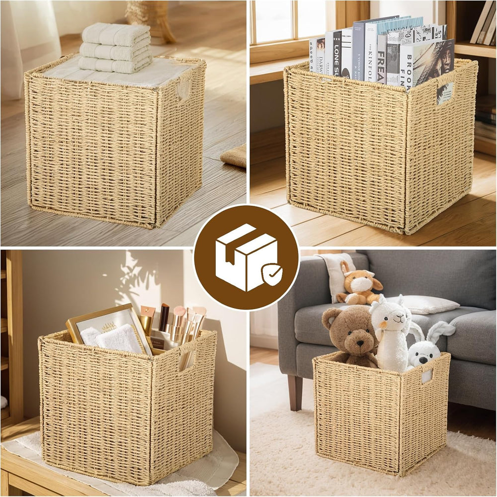4Pcs Cube Storage Bin,Collapsible Storage Basket, Shelf Organizer with Insert...