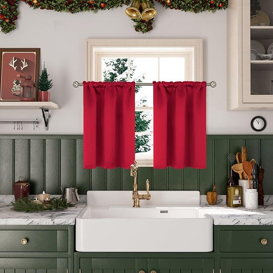 BGment Red Blackout Curtains 36 Inches Length - Image 2