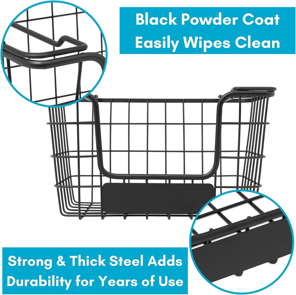 BirdRock Home Stacking Wire Market Baskets with Chalk Label | Set of 2 | Frui...