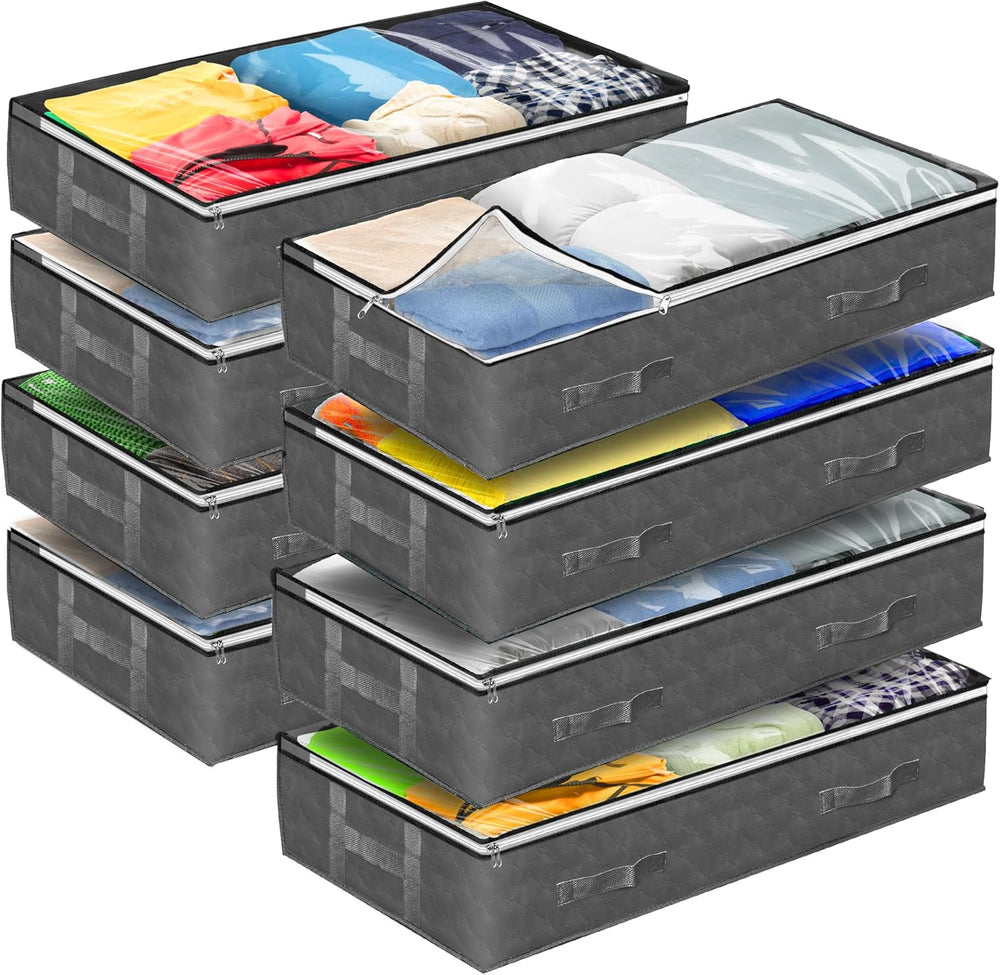 Reli. 90L Under Bed Storage with Clear Window, 8 Pack | Closet Storage Bins