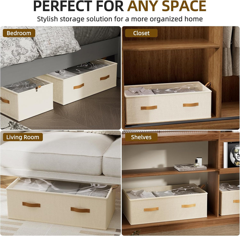 10inch 3 Pack Under Bed Storage Containers, 10 Inch Tall Underbed Clothes Sto...