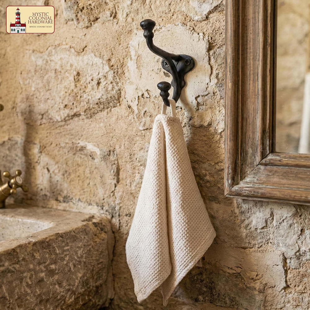 Mystic Colonial Rustic Cast Iron Wall Hooks Heavy Duty Retro Utility Hooks fo...