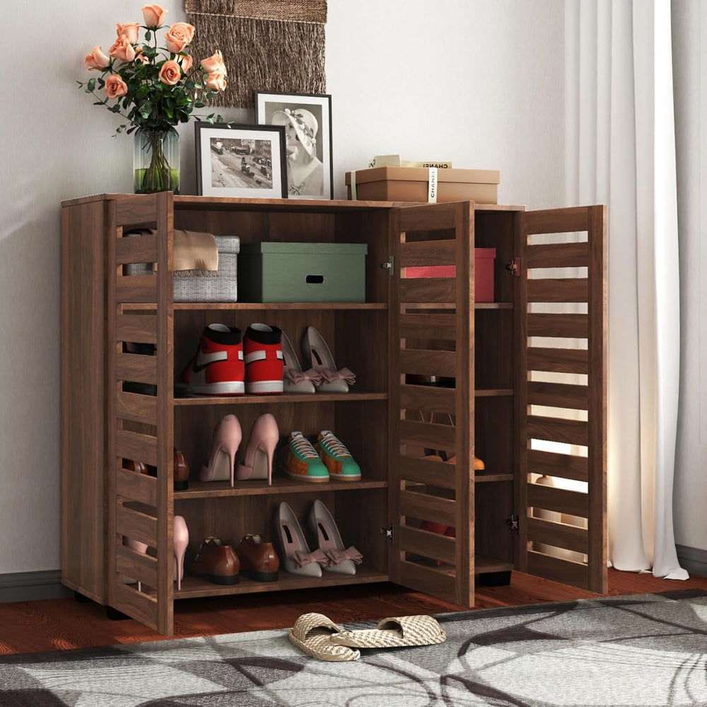 KEIKI 44.88'' Wooden Shoe Cabinet Storage for Entryway with 3 Louvere...