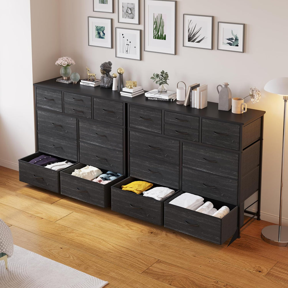 LUMTOK 10 Drawers Dresser with Fabric Bin for Bedroom,Closets,Black Dresser