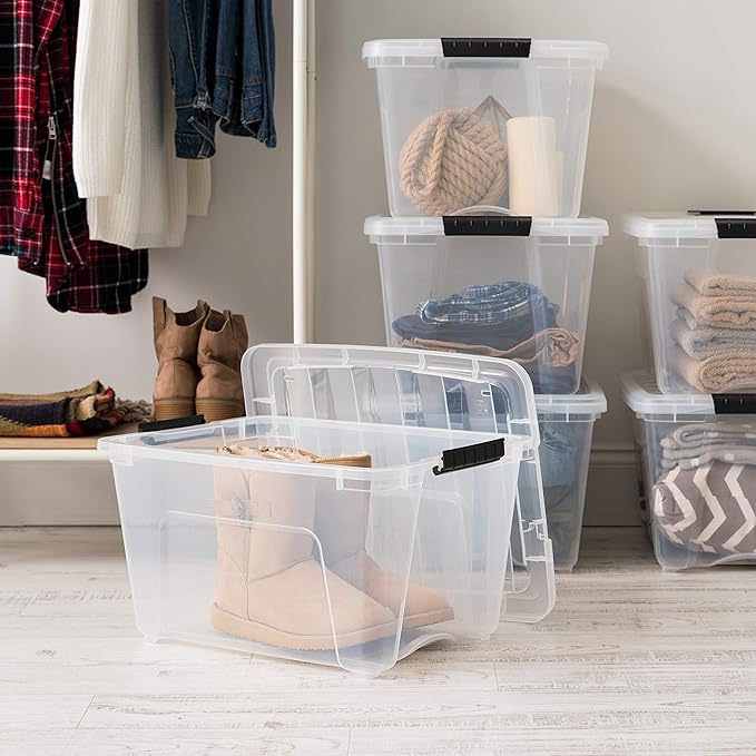 IRIS USA 32 Qt Stackable Plastic Storage Bins