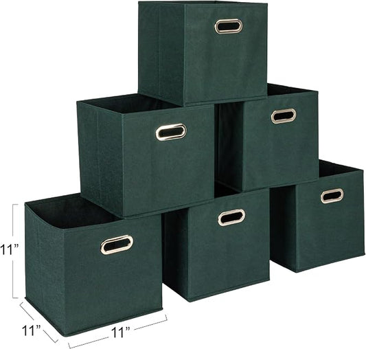 Household Essentials Fabric Storage Cube Bins, 6 Piece Set, Strong Poly-Woven - Image 2