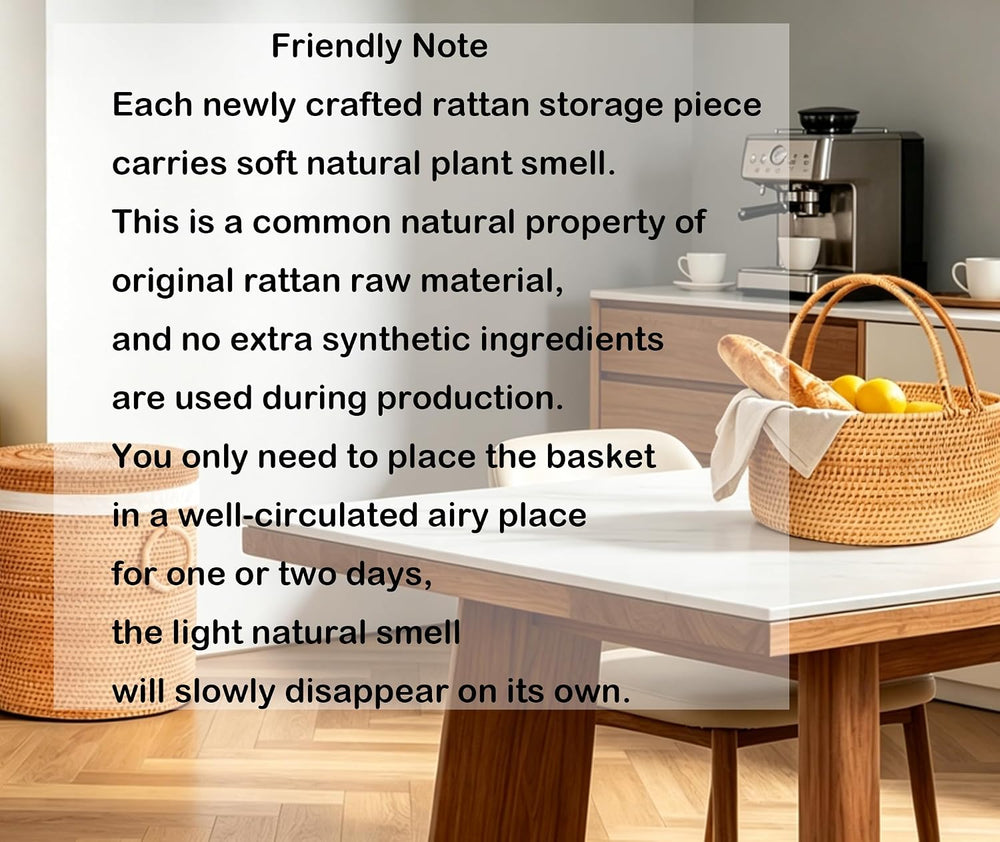 Rectangular Woven Laundry Basket with Lid, Handwoven Natural Autumn Rattan De...