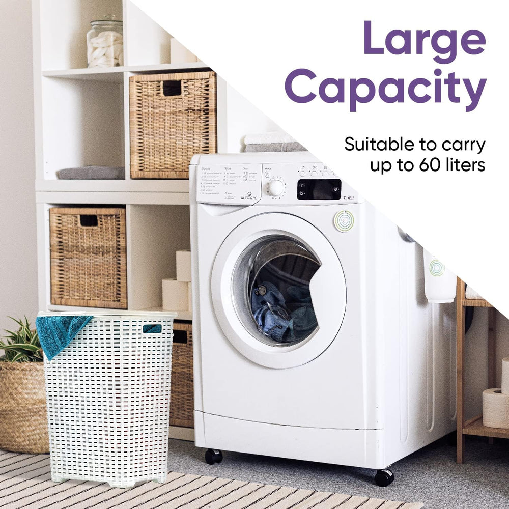 Plastic Laundry Hamper with Lid Laundry Hamper Basket, White 2 Pack Tall Clot...