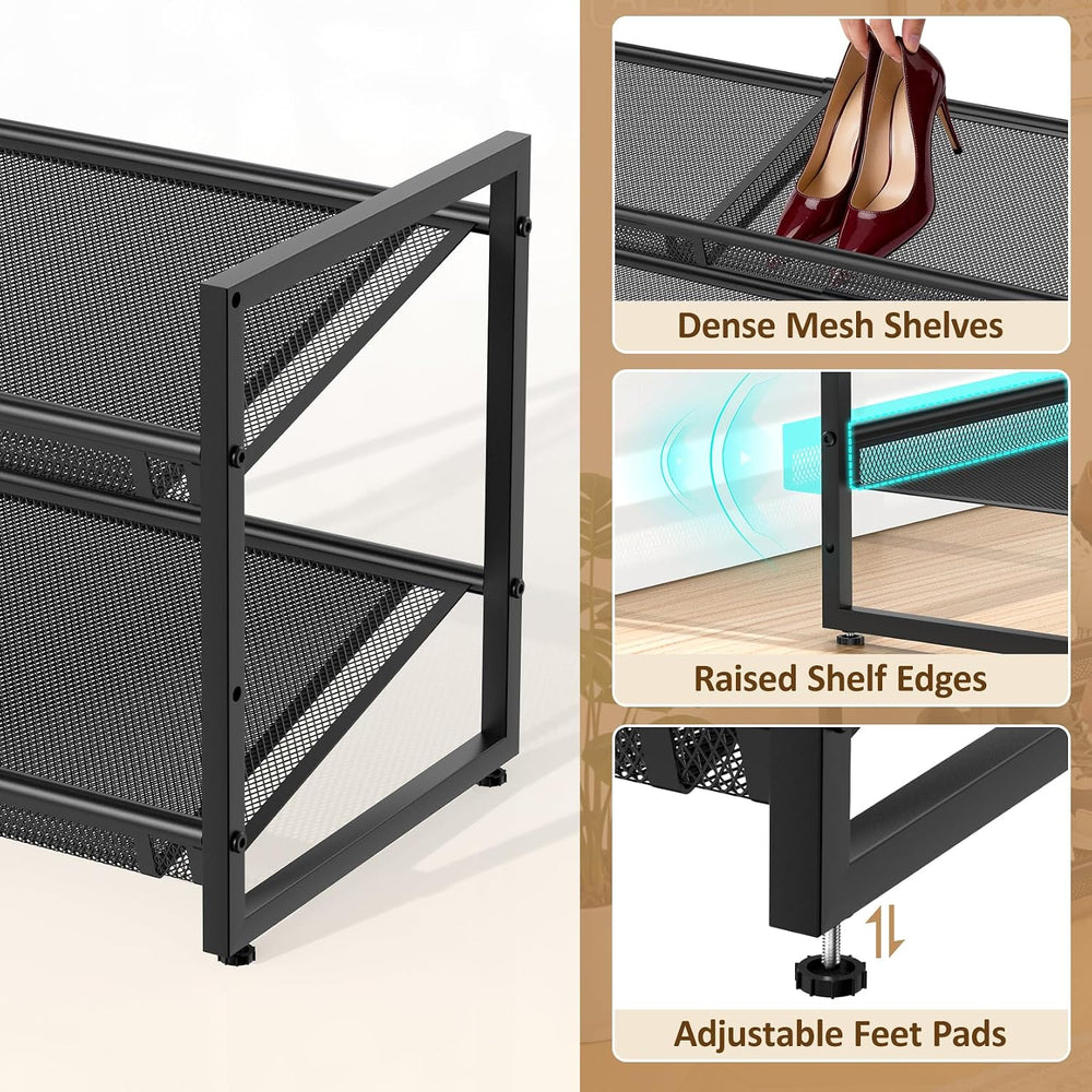 Expandable Shoe Rack, 2 Tier Closet Shoe Organizer for Entryway & Garage