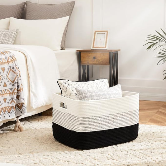 Blanket Basket, Rectangle Woven Baskets - Image 2