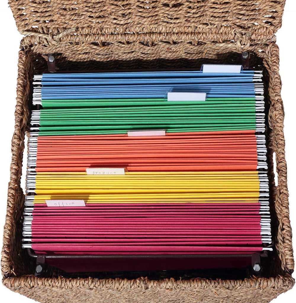URFORESTIC Seagrass File Filing Cabinet File Box Organizer | Collapsible Lett...