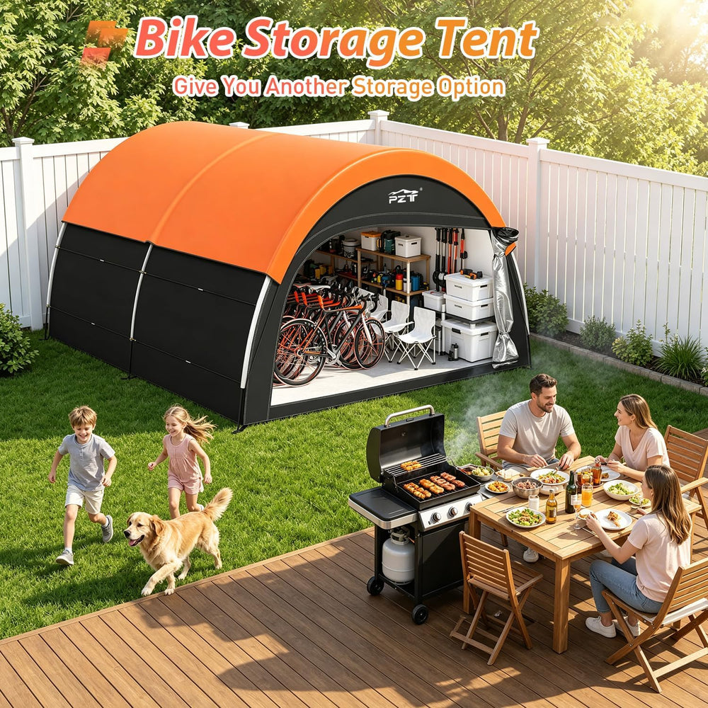 Upgraded Bike Tent with Rain Cover, Outdoor Storage Shed for 6-10 Bikes