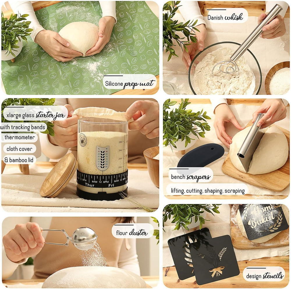 CraftZee All-Inclusive ๐ฃ๐ฅ๐๐ ๐๐จ๐ Sourdough Starter Kit with Pot, 34 Oz Starter ...