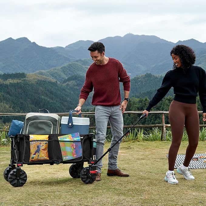 PORTAL Collapsible Wagon with Brakes, Heavy Duty Utility Cart with All-Terrain - Image 7