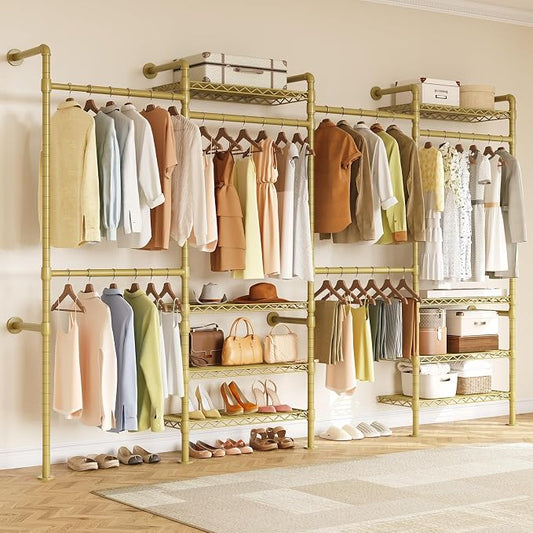 ONBRILL L4 Wall Mounted Industrial Pipe Clothing Rack, Closet Organizer System - Image 2