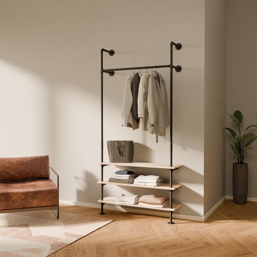 pamo Wall Mounted Clothing Rack with Metal Sheves – 41" W × 87" H, ...