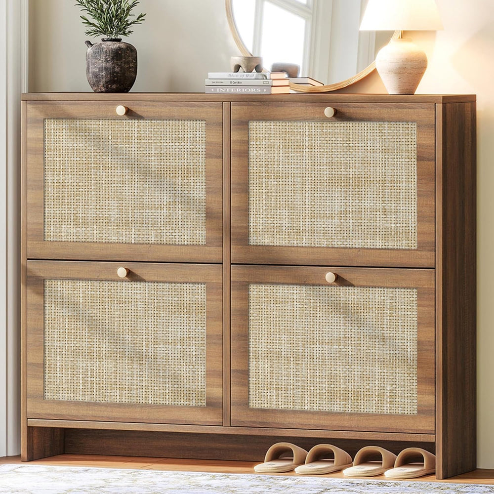 Nicetree Shoe Cabinet Storage for Entryway, 4-Flip Drawer Narrow Shoe Rack, O...