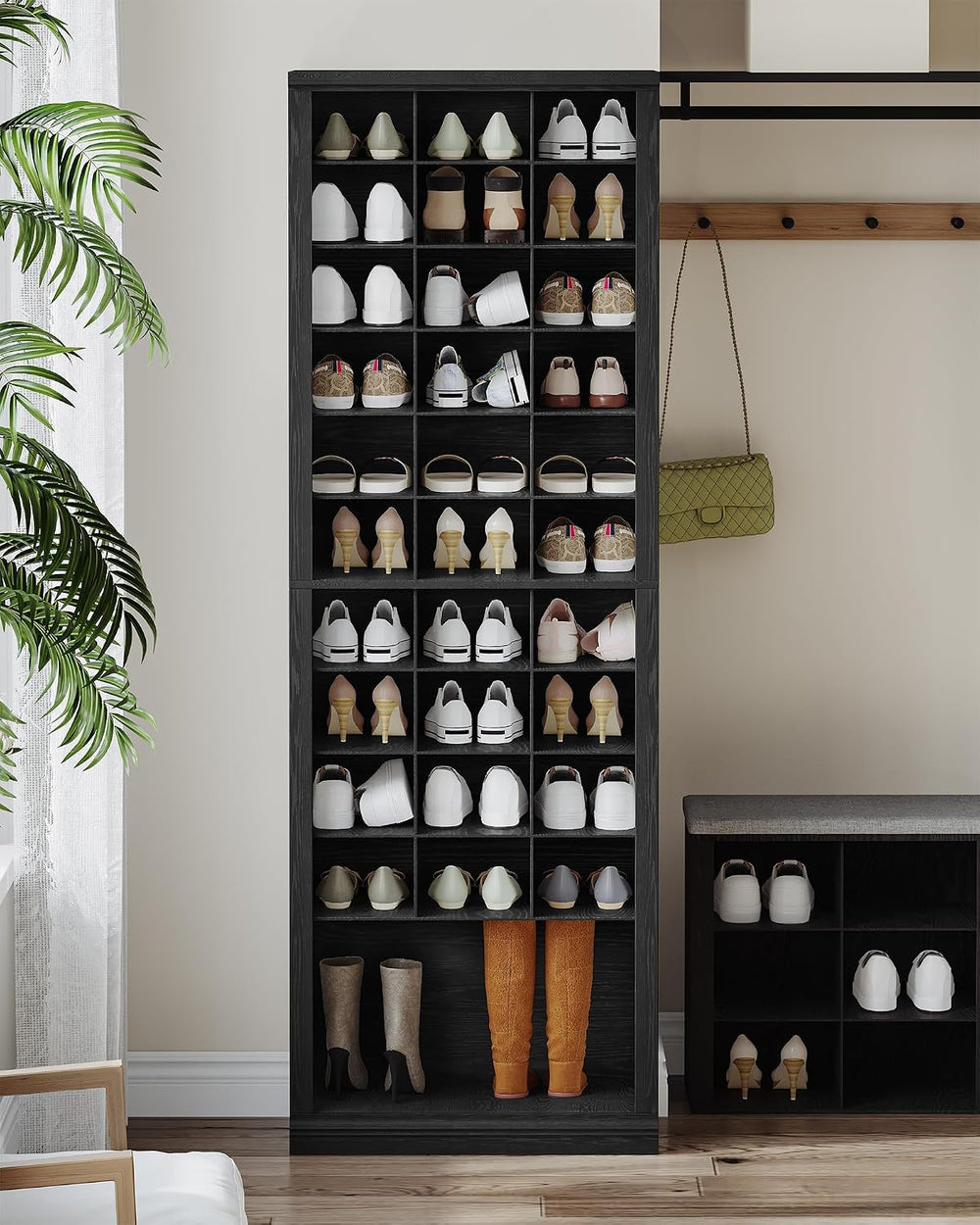 Hzuaneri 11 Tiers Shoe Storage Cabinet, Tall Shoes Cabinet with Cubby