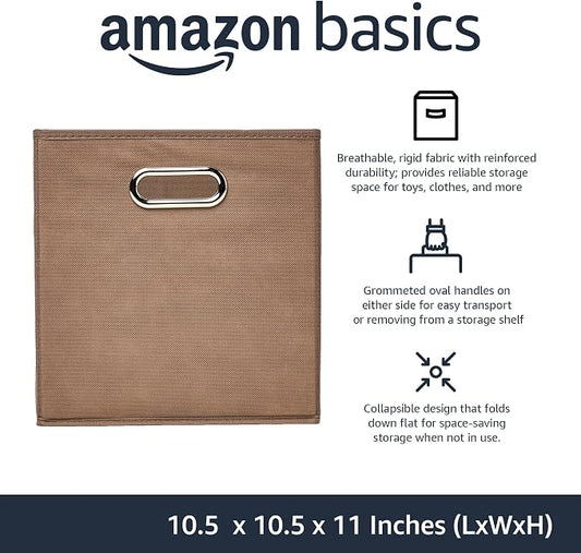 Amazon Basics Collapsible Cube Storage Organizer Bins, 10.5 x 10.5 x 11 inches - Image 2