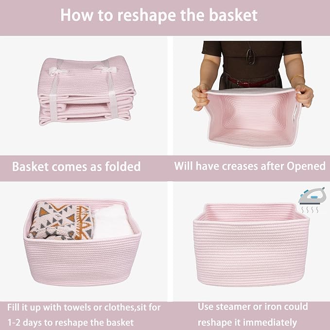 Cotton Rope storage Basket Bins Woven Basket - Image 7