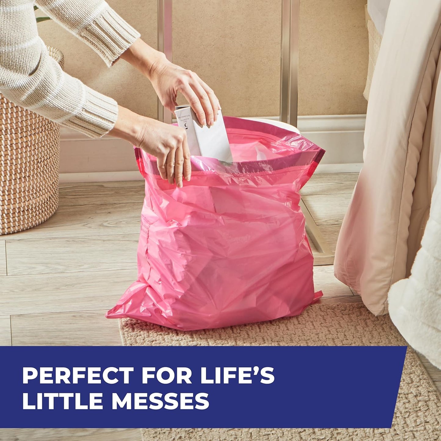Hefty 4 Gallon Small Trash Bags, Pink, Fabuloso Watermelon Scent, 20ct | Drawstring Closure, 4G Small Pink Trash Bags for Bathrooms, Dorm Rooms, Home Offices, Scented, Continuous Odor Control