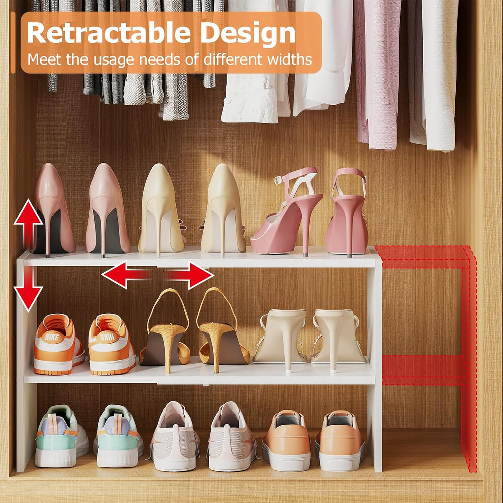 X-cosrack 2 Pack 2-Tier Shoe Rack Organizer for Closet, Expandable and Adjust...