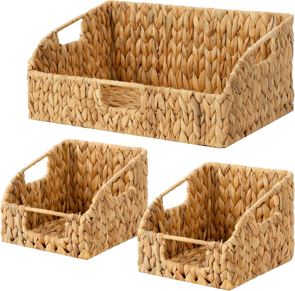 StorageWorks Water Hyacinth Basket Organizer, Pantry Storage Baskets,3-Pack