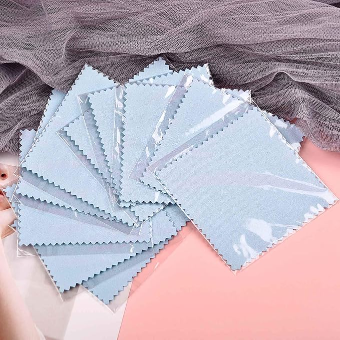 SEVENWELL 50pcs Jewelry Cleaning Cloth Blue Polishing Cloth - Image 7