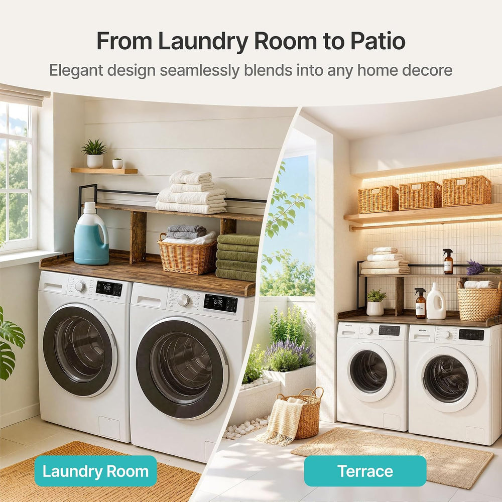 PEGZONE Washer Dryer Countertop Water Resistant Adjustable Hooks Brown